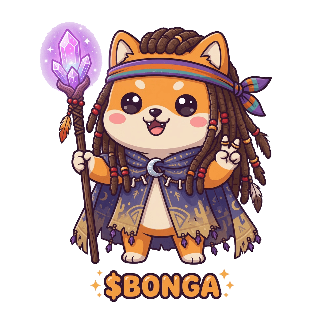 Desert Shaman Bonga — Raising crystal staff at desert dusk